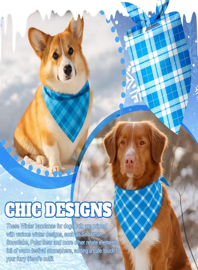 Abbylike 100 Pcs Winter Plaid Dog Bandanas Bulk Blue Checkered Bandanas for Dogs Triangle Kerchief Bibs Scarf Set for Pet Winter Party Costume Photo Props Accessories Pet Shops, 25 Styles - Image 2